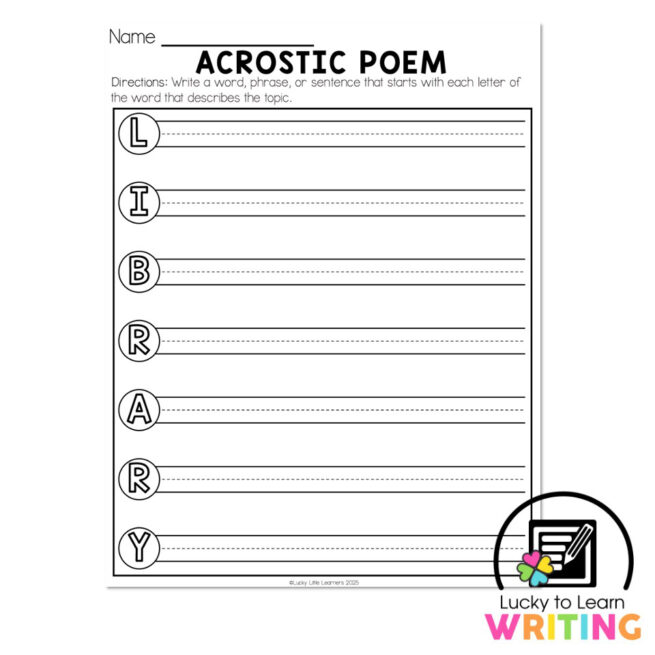 Lucky To Learn Writing Unit 4 Opinion Week 3 Acrostic Poem Lucky To Learn Writing Unit 4 Opinion Week 3 Acrostic Poem