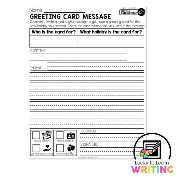 Lucky to Learn Writing - Unit 5 Other Types of Writing - Writing 5.18 ...