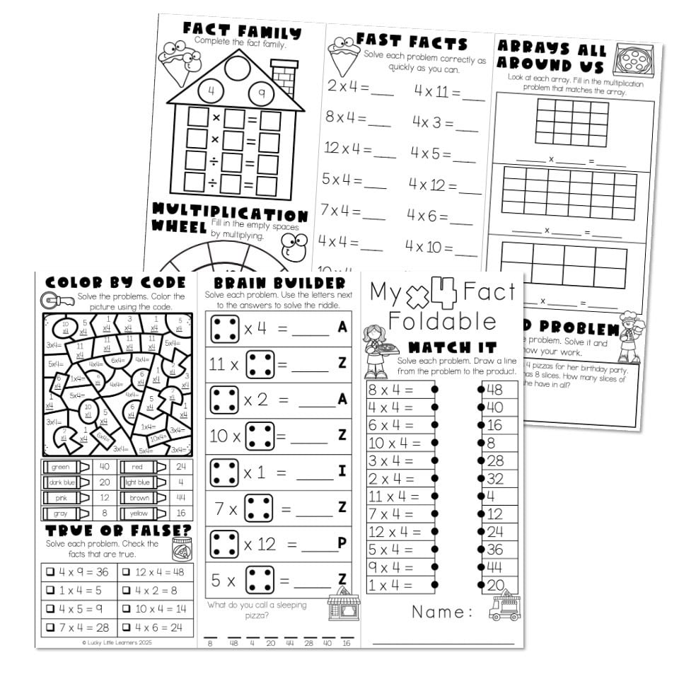 Multiplication Fact Fluency Brochure - Fact Foldable - Multiply 4 ...