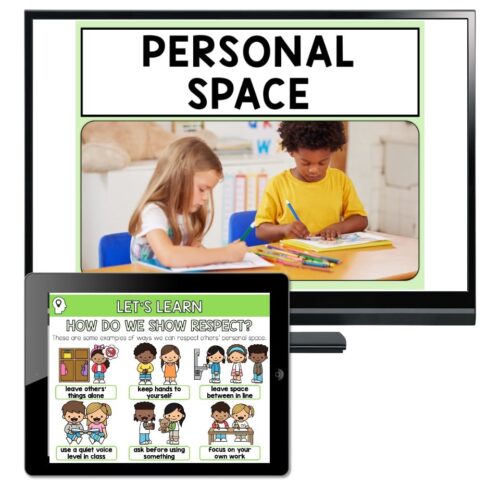 Clear personal space boundaries visual learning resources for early childhood education at Lucky Little Learners.