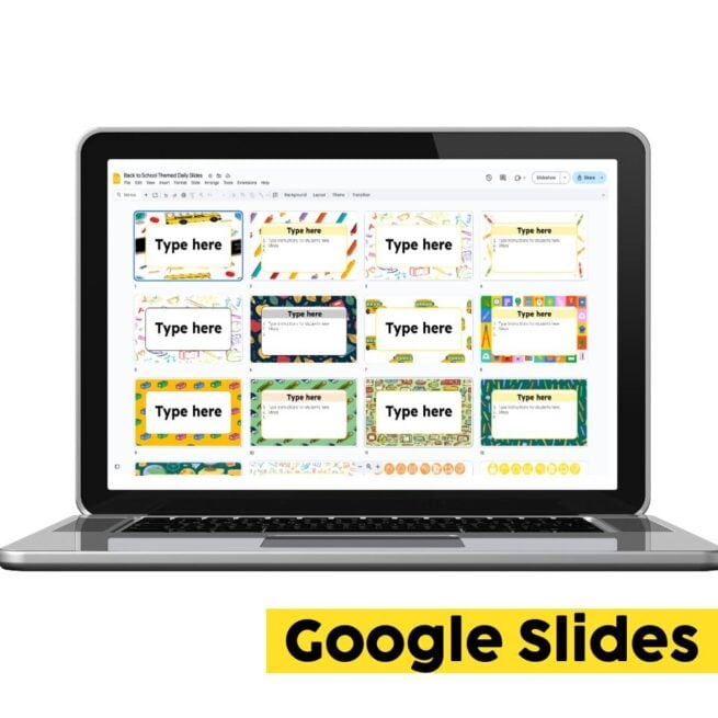 Back to School Themed Daily Slides - Google Slides - Lucky Little Learners