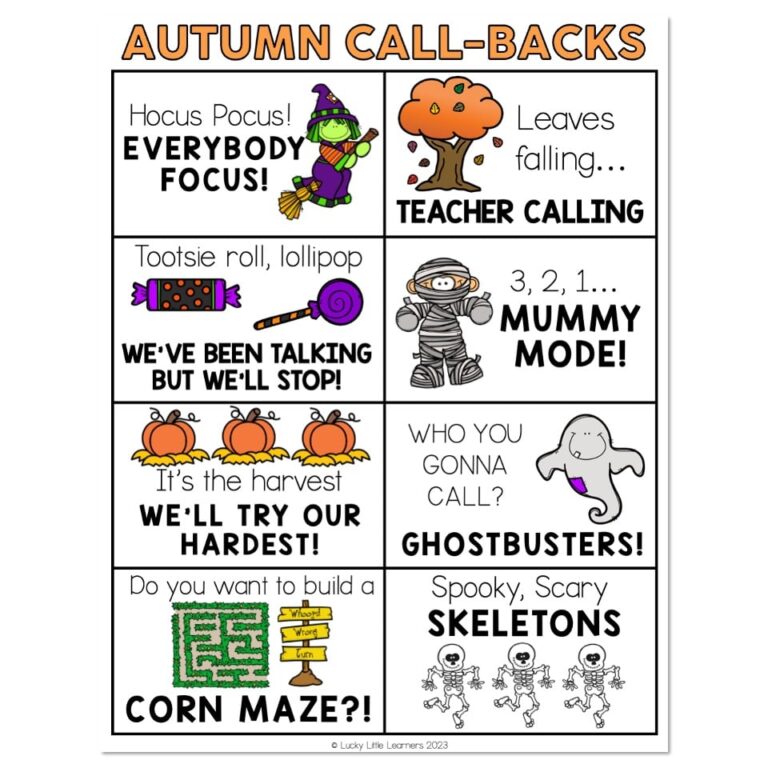 Fall Callbacks - Attention Getters - Lucky Little Learners