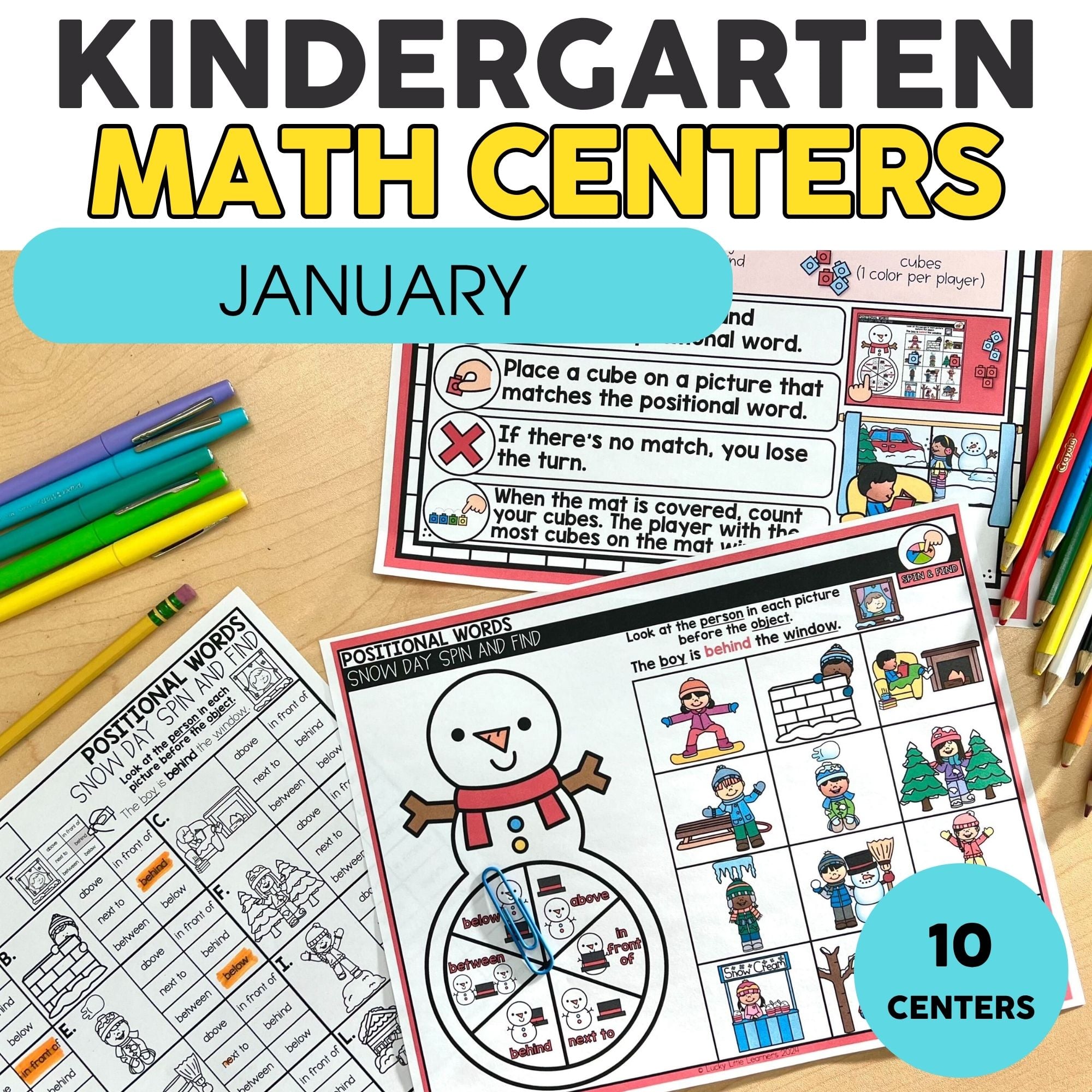 January Math Centers & Activities for Kindergarten - Lucky Little Learners