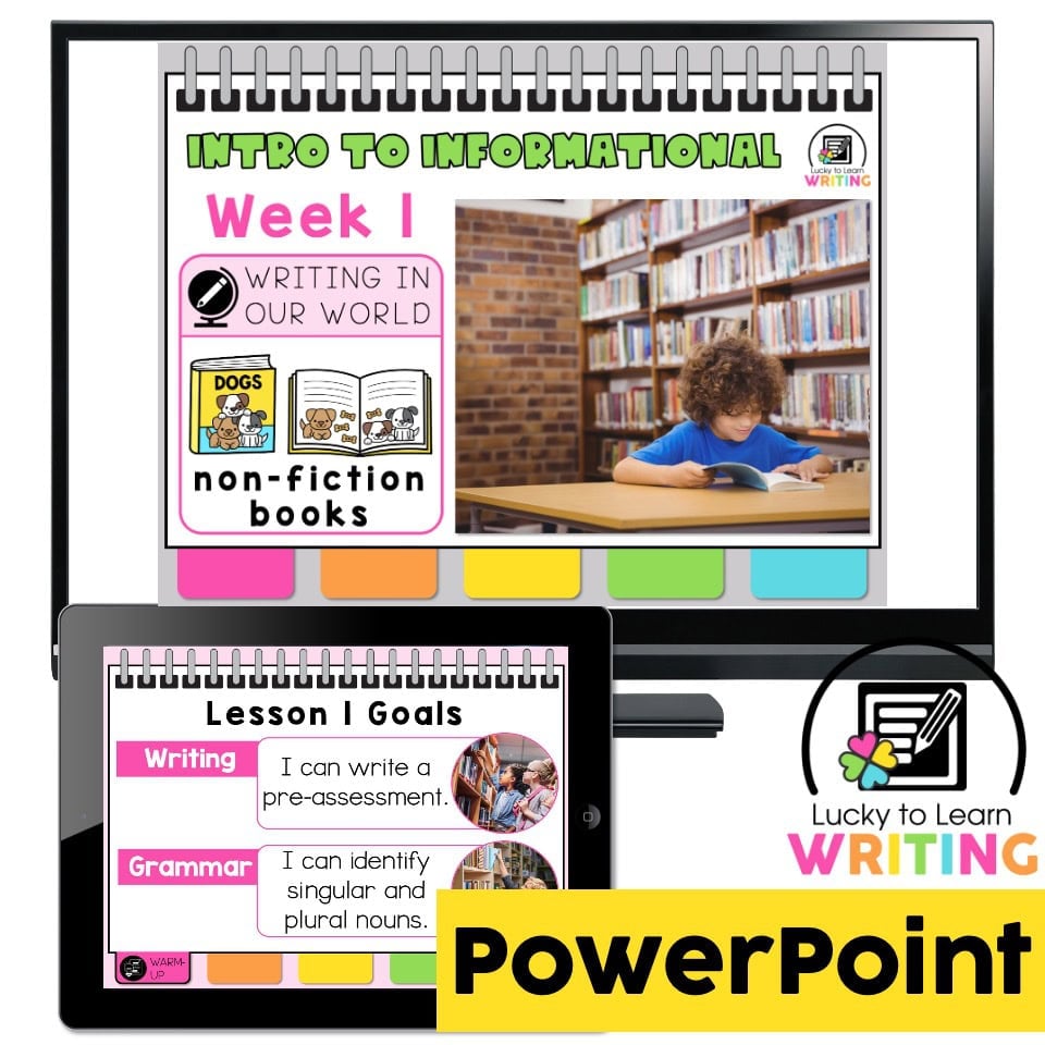 Lucky to Learn Writing 1st Grade - Intro to Informational - Week 1 ...