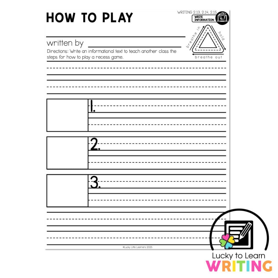 Lucky to Learn Writing 1st Grade - Intro to Informational - Writing 2. ...