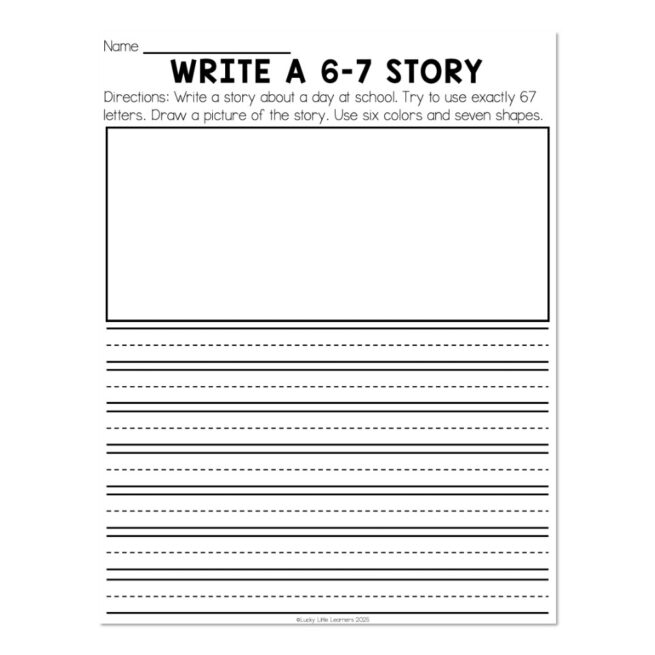 67th Day of School - 6-7 Activities - Write a 6-7 Story - Lucky Little ...