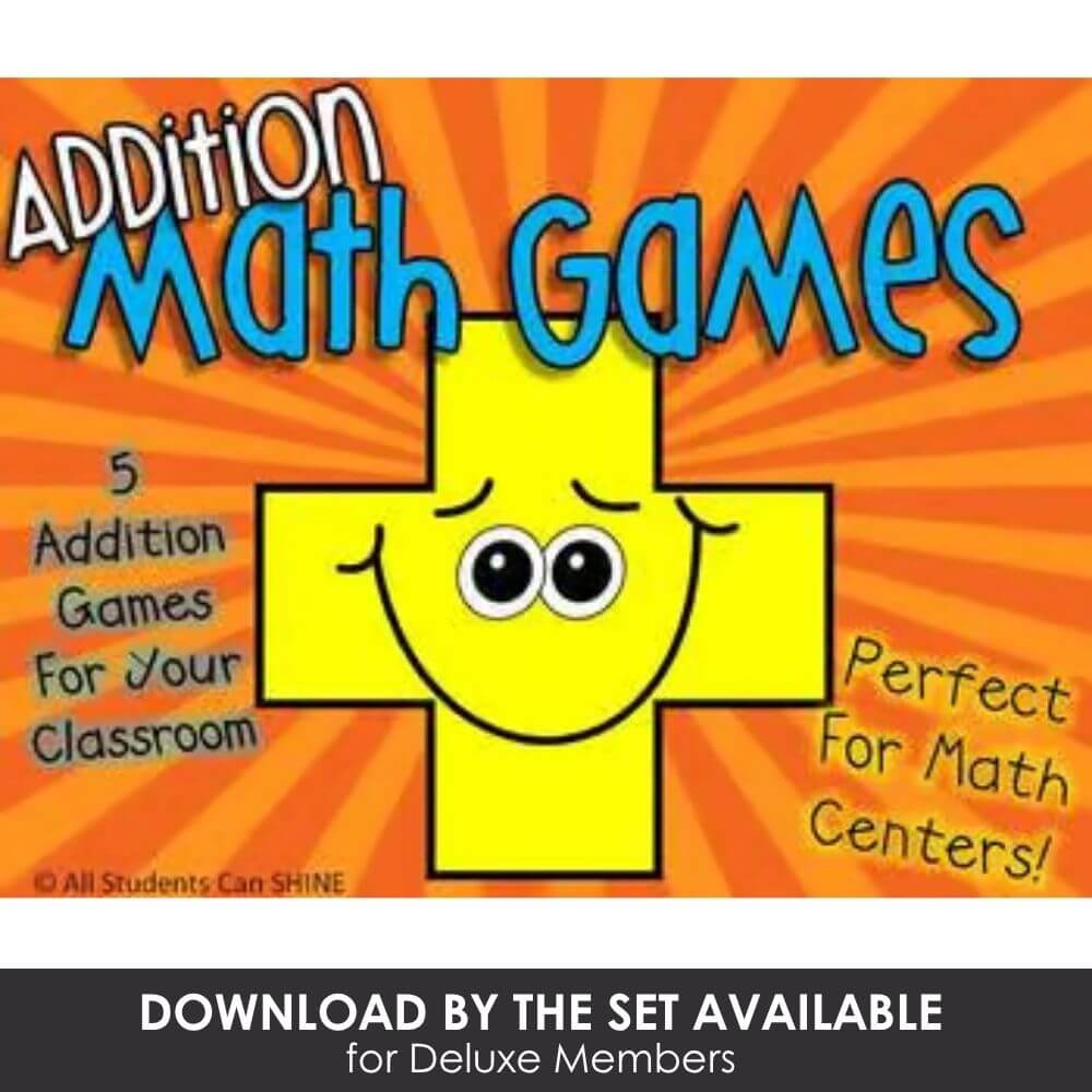 Addition math games for elementary classroom fun and engaging math activities for students.