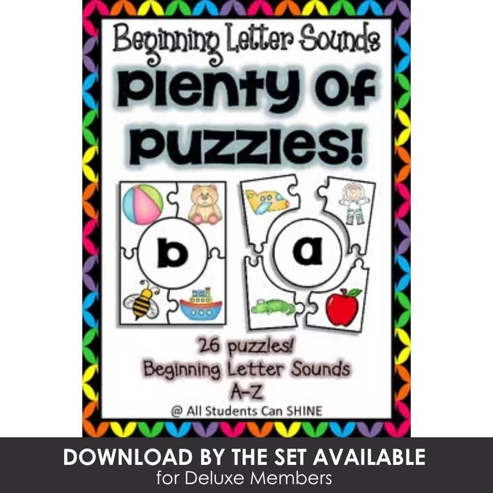 Beginning letter sounds puzzles for early literacy and phonics learning.
