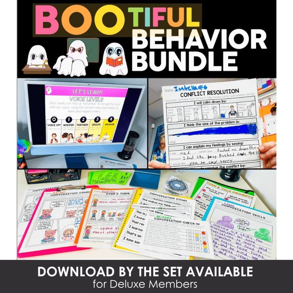 Engaging behavior management and social skills resources for elementary students, including conflict resolution, conversation comics, and voice level activities, perfect for classroom use.