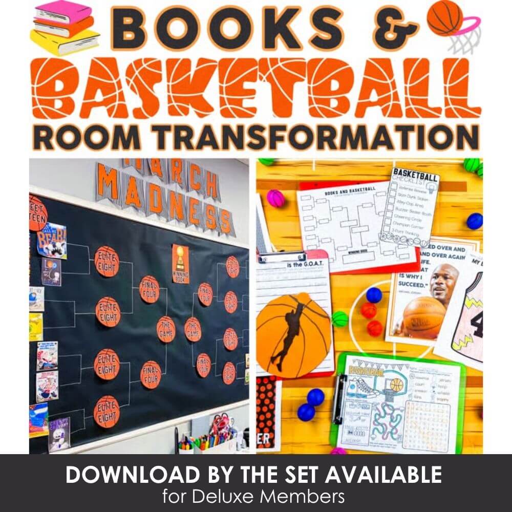 Books and basketball room transformation decor, sports-themed classroom makeover, basketball bulletin board, athletic classroom decor, basketball learning activities, sports room organizational tools.