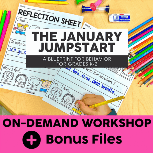 Reflection sheet for January jumpstart with behavior and emotion tracking, printable worksheet for grades K-2, engaging classroom activity, classroom management tool, social-emotional learning materials.