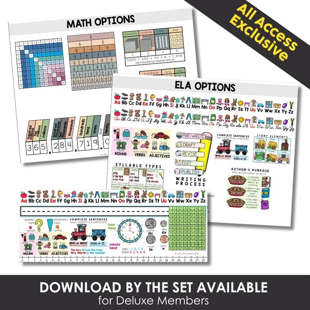 Comprehensive elementary education resources for math and ELA, including printables, activities, and teaching tools for preschool to grade 2. Perfect for teachers and homeschooling.