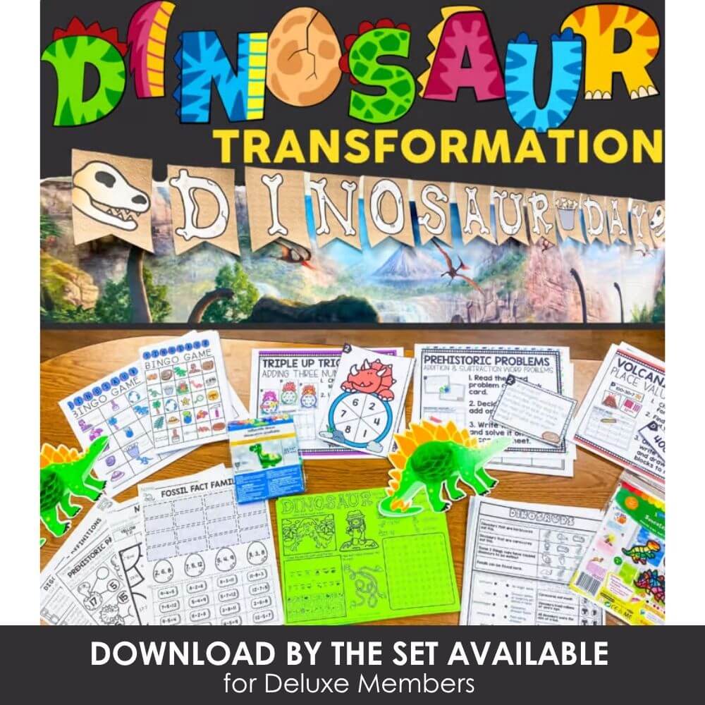 Vibrant dinosaur-themed educational activities and worksheets for kids, including puzzles, games, and science projects, perfect for homeschool or classroom learning.