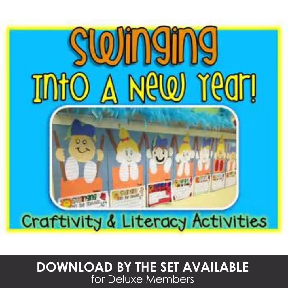 Colorful classroom display of paper craft characters for New Year celebration, children's literacy and craft activities, educational decor, preschool learning tools, and festive classroom decor.