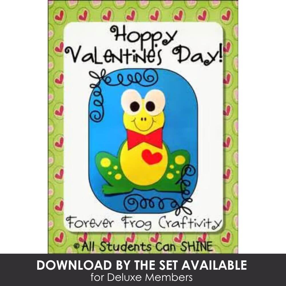 Vibrant Valentine's Day classroom craft featuring a cute frog with heart details, perfect for elementary students, classroom activities, and holiday celebrations.