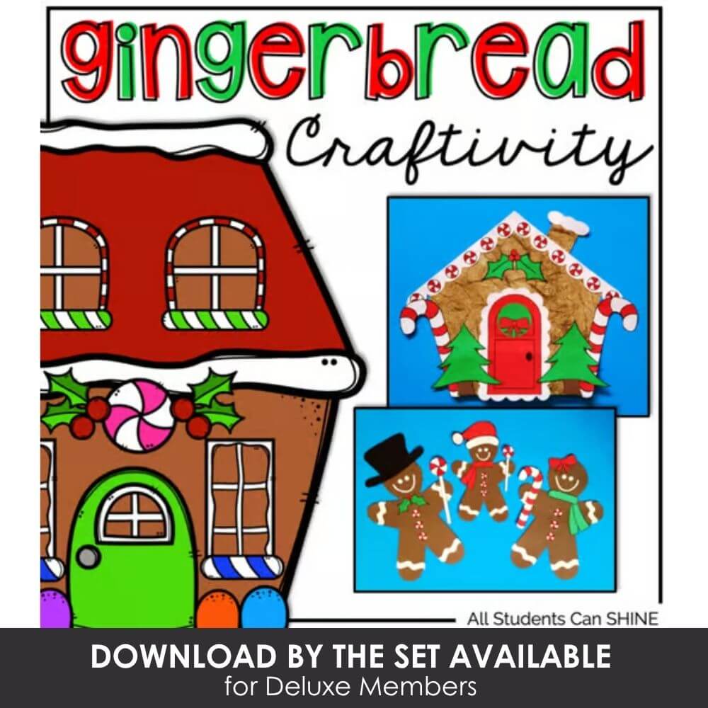 Colorful gingerbread craftivity for holiday classroom decoration.