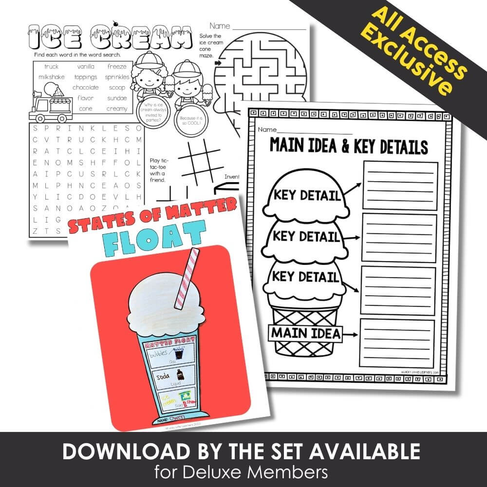 Interactive teaching resources for elementary students, including science activities like states of matter, word searches, and graphic organizers, ideal for classroom or homeschooling use.