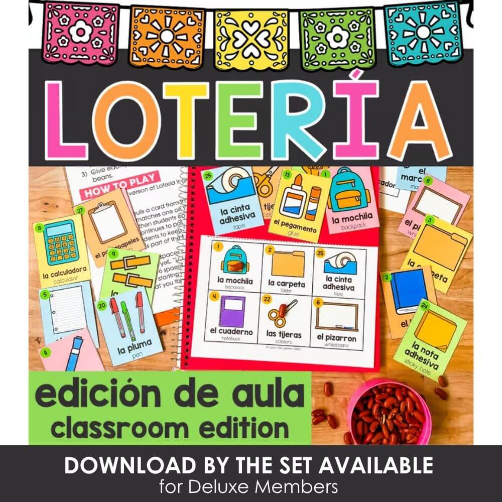 Colorful Lotería game for classroom learning, educational fun, and ESL vocabulary practice with printable cards, matching activities, and engaging classroom resources.