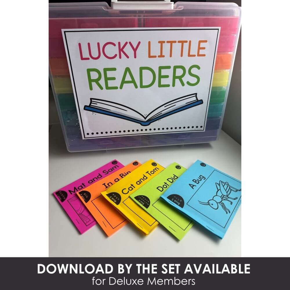 Colorful early literacy reading flashcards and storage box for kindergarten and preschool students.
