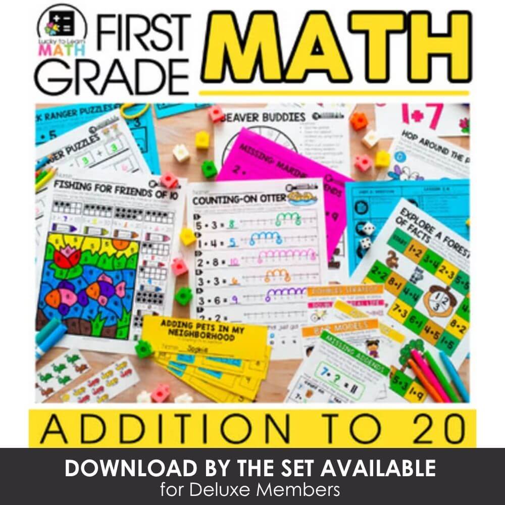Addition to 20 first grade math worksheets for 1-7 year old students, engaging activities for early learners.