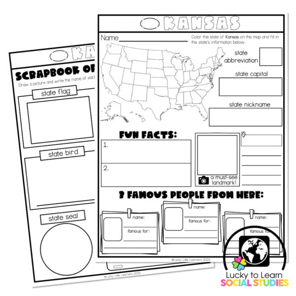 Lucky to Learn Social Studies - US States - Kansas - One-Pager - Lucky ...