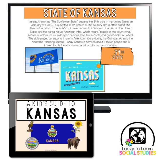 Lucky to Learn Social Studies - US States - Kansas - Teaching Slides ...