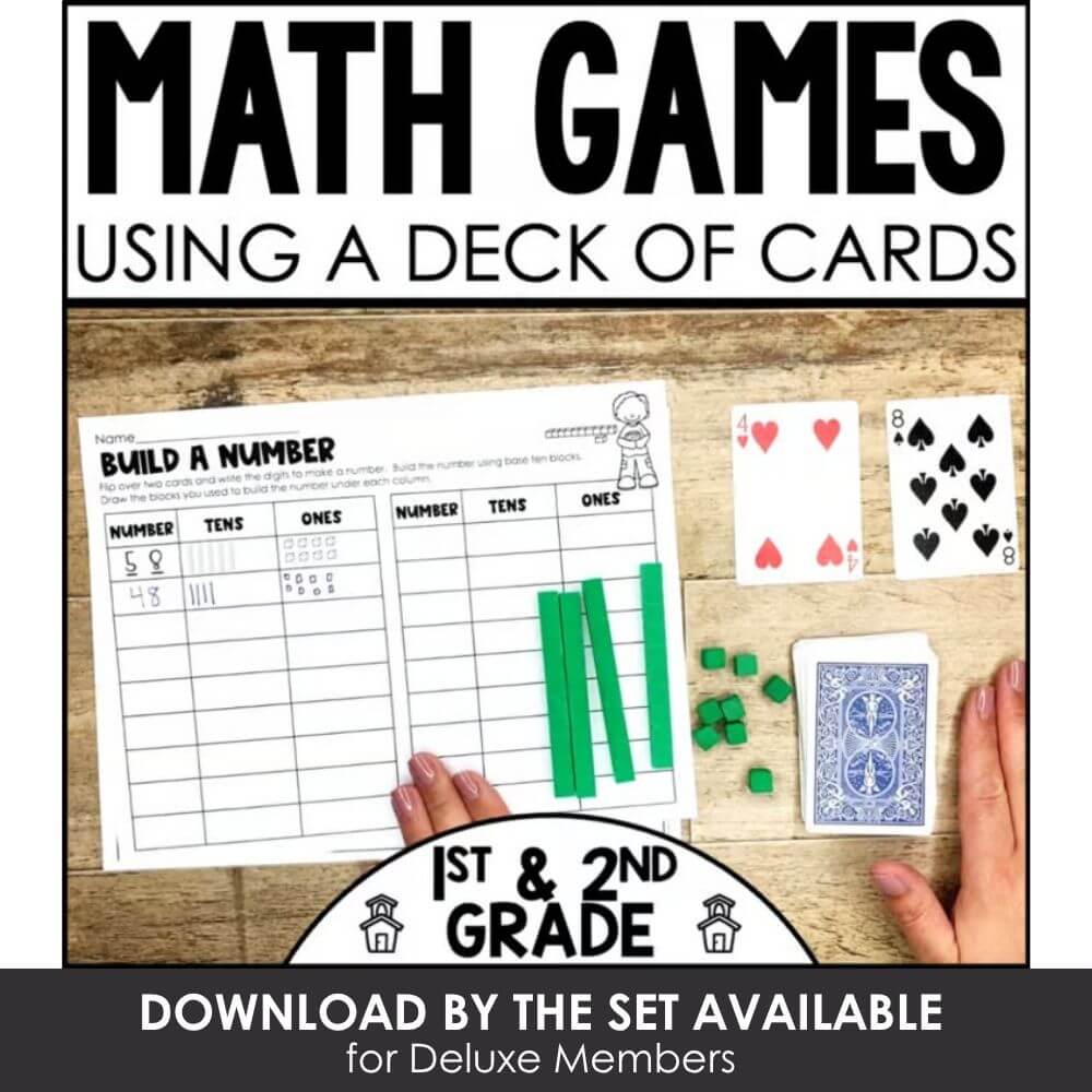 Math games, deck of cards, elementary math activities, math center activities, learning resources for 1st and 2nd grade, hands-on math fun, educational math games, teacher resources, printable math games, classroom math tools.