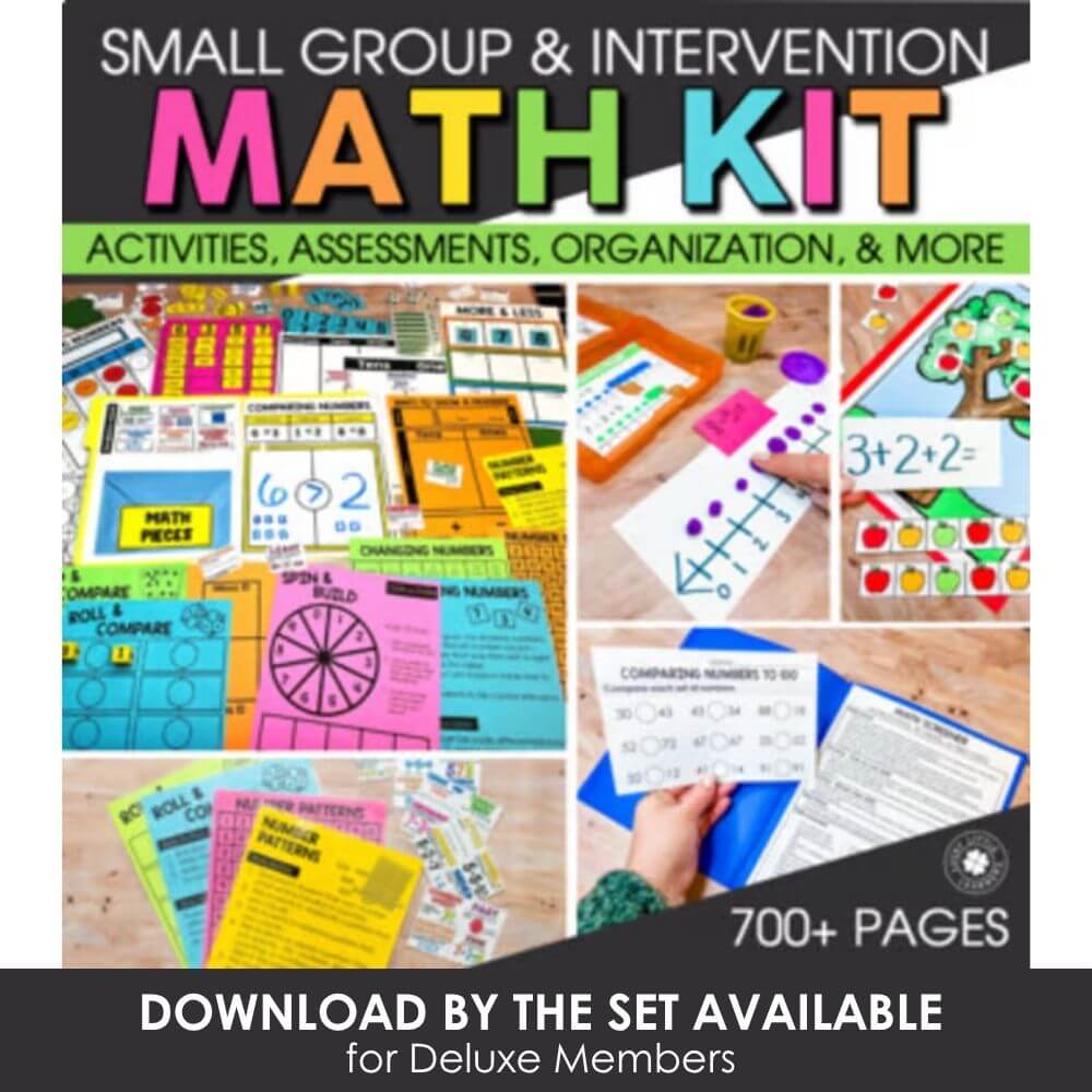 Comprehensive small group math intervention activities and assessments for elementary students, including editable resources, organization tools, and over 700 pages for targeted math skill support.