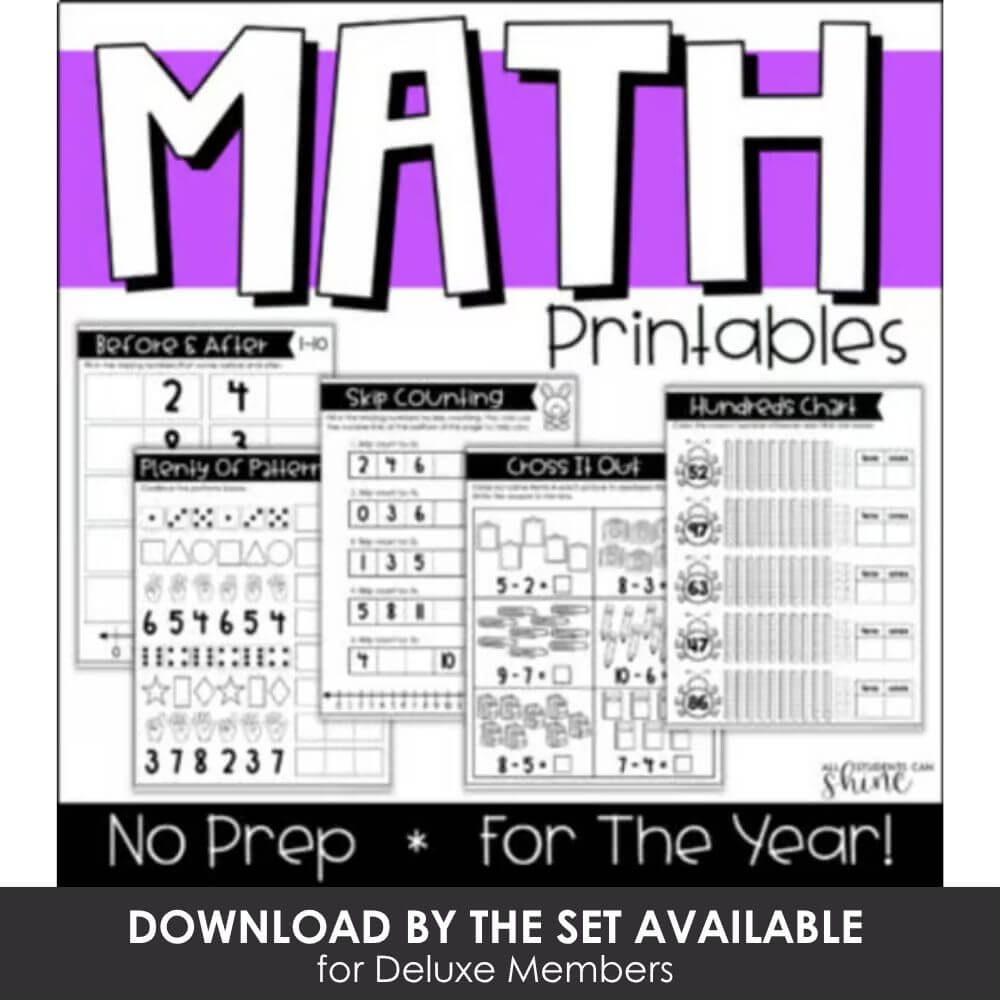 Structured math printables for early elementary learning, including skip counting, number patterns, and hundreds chart activities. Perfect for kindergarten or grade 1 students.