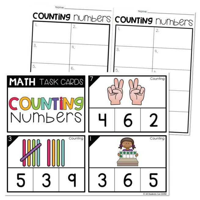 Math Task Cards - Number Sense - Counting Numbers - Lucky Little Learners