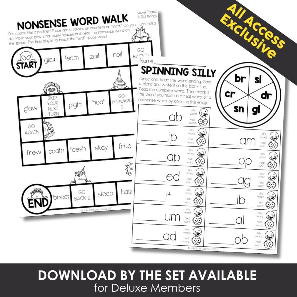 Engaging educational literacy activities for early learners, including word walk and phonics games, designed to improve reading skills for preschool and elementary students.