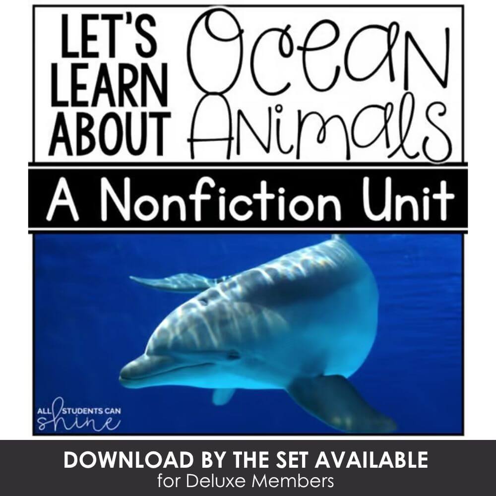 Colorful ocean animals nonfiction unit for early learners, digital download for classroom teaching, engaging educational resource on marine creatures for preschool and elementary students.