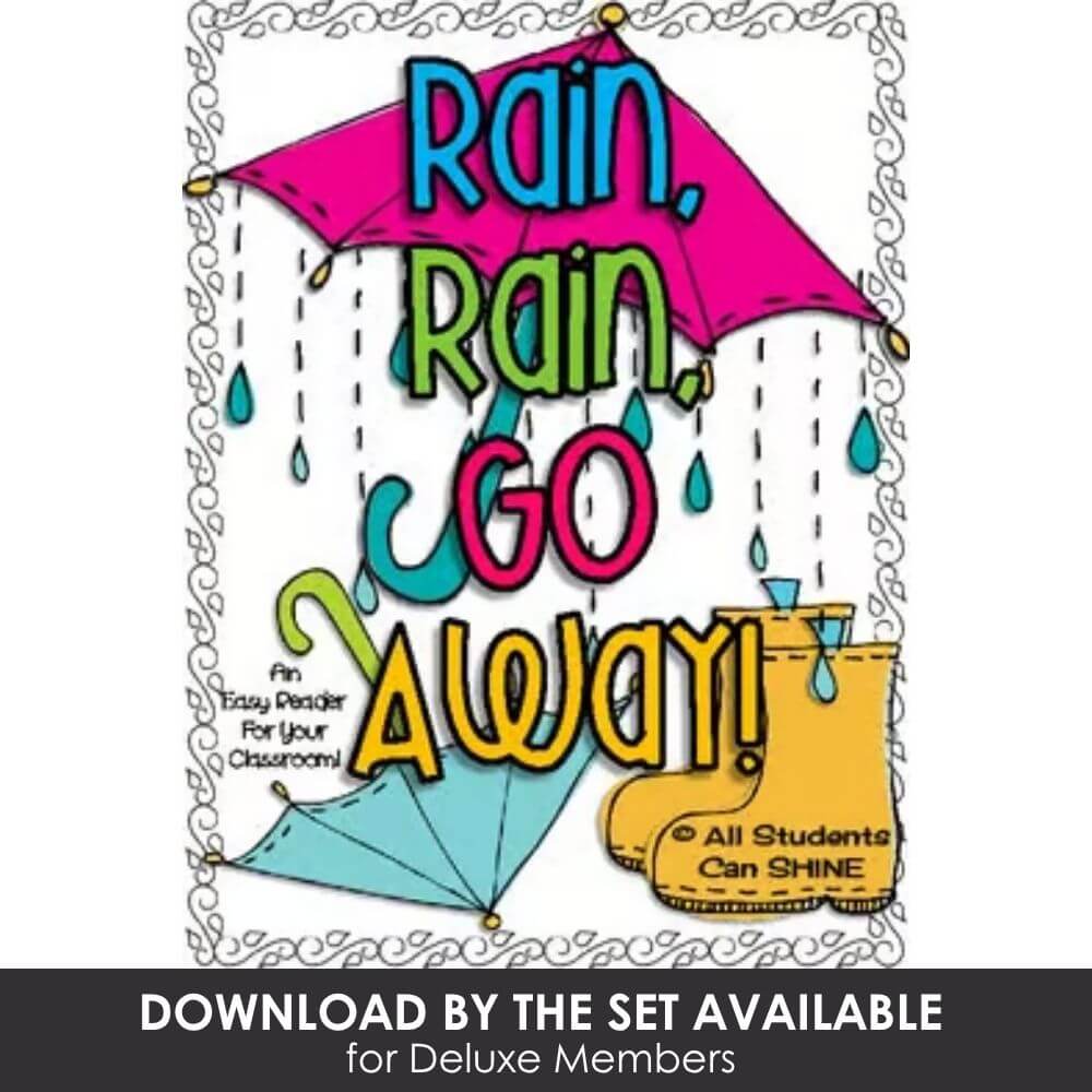 Bright colorful rain-themed classroom poster with a cheerful umbrella design, ideal for encouraging students to stay positive and shine, perfect for early education and classroom decor.