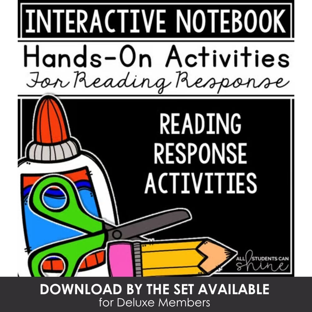 Interactive reading response notebook for elementary students, with hands-on activities to improve literacy skills and student engagement. Perfect for reading comprehension practice.