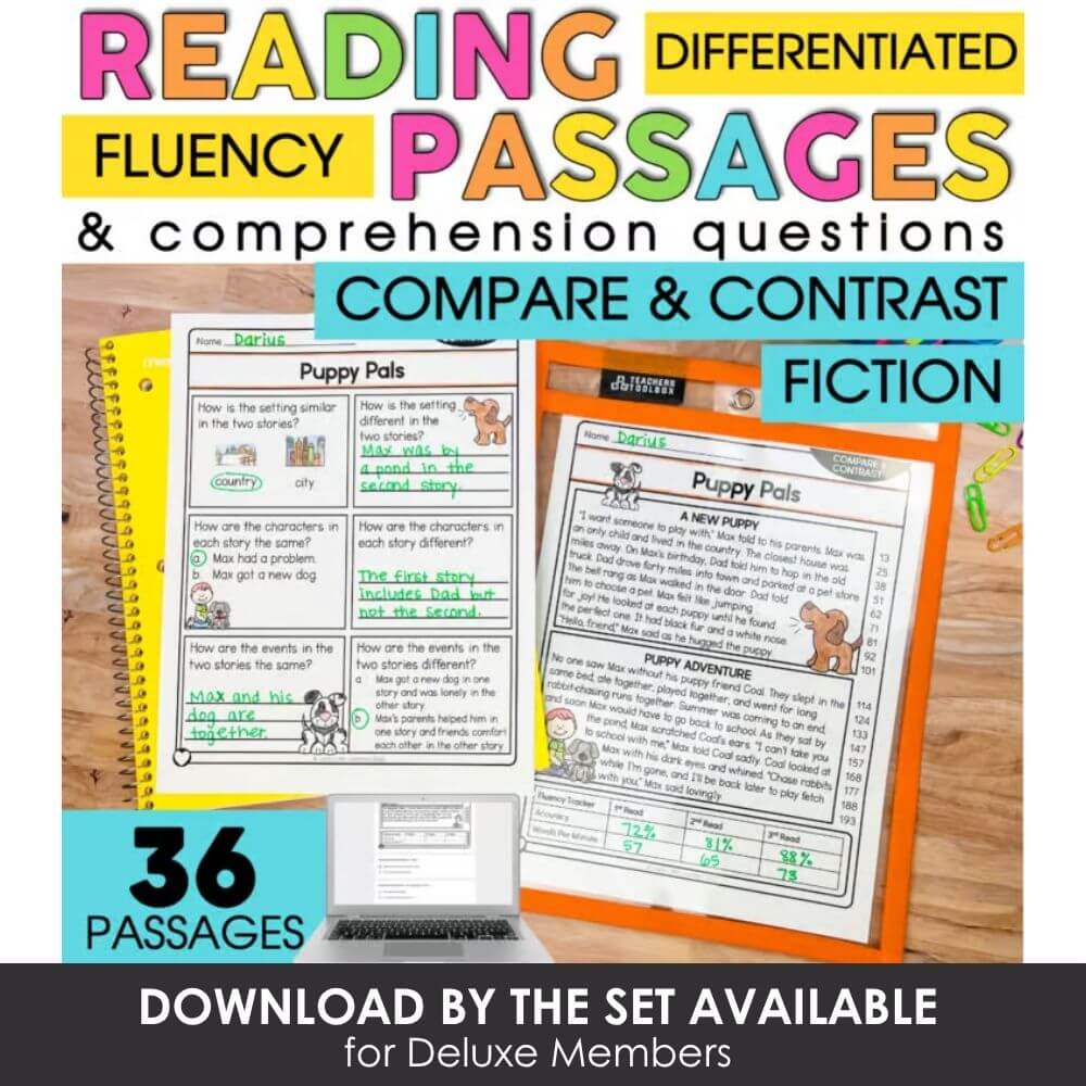 Engaging reading comprehension passages for differentiated fluency, comparison, contrast, and fiction activities, ideal for elementary classroom literacy development.