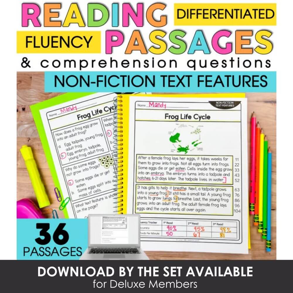 Non-fiction reading passages, comprehension questions, differentiated fluency activities, educational resources for early learners.
