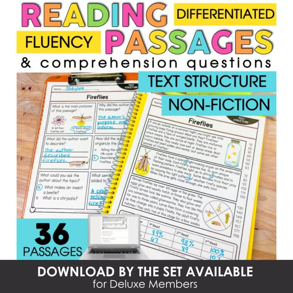 Engaging reading passages for differentiated fluency and comprehension, includes non-fiction texts, ideal for classroom literacy instruction, easy download for teachers and students.