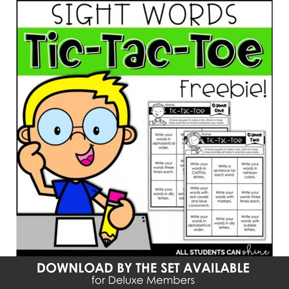 Engaging sight word Tic-Tac-Toe game for preschool literacy, printable freebie, educational classroom activity, kindergarten learning game, early reading practice, literacy skills building.