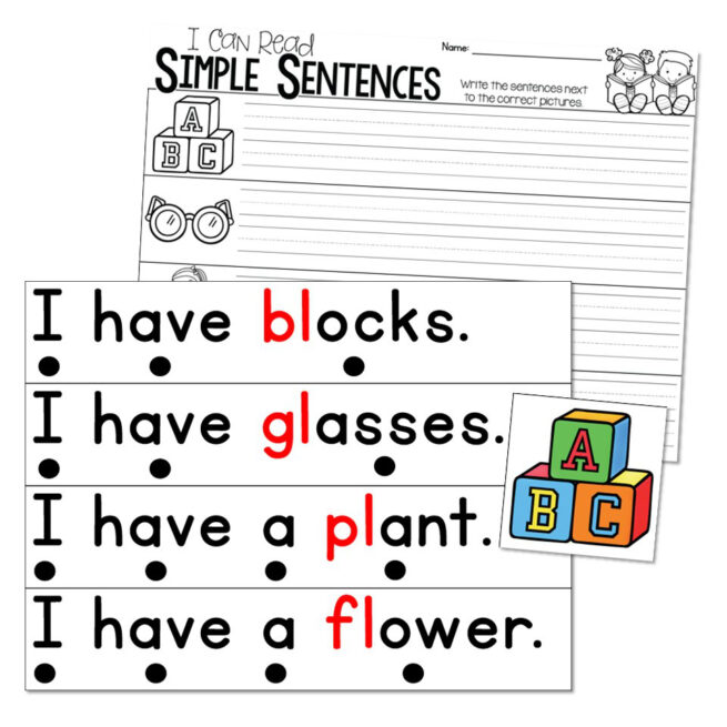 Small Group Reading Activities - Blends and Digraphs - Simple Sentences ...