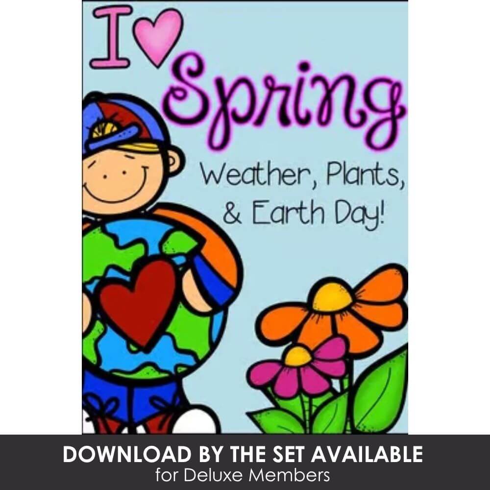 Colorful Earth Day spring themed printable coloring activity for kids.