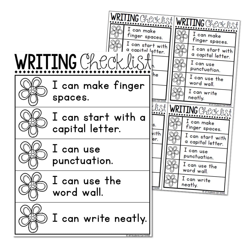 Spring Writer's Workshop - Writing Checklist - Lucky Little Learners