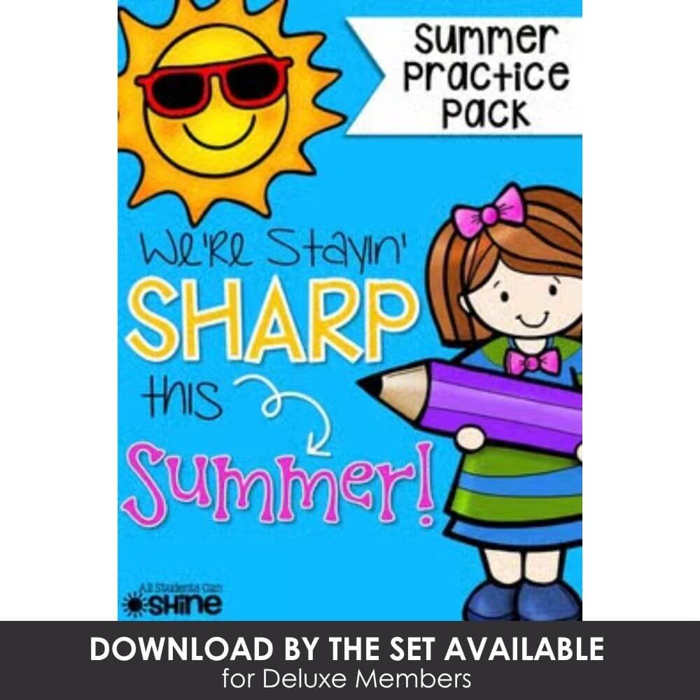 Colorful summer practice pack for early learners, featuring engaging activities to boost writing, reading, and math skills, perfect for preschool and elementary education.