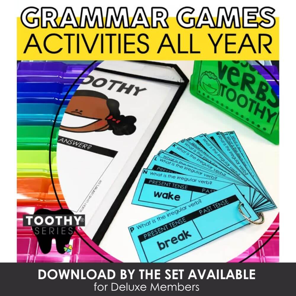 Interactive grammar games for students, vocabulary activity sets, early learning tools, and classroom resources from Lucky Little Learners. Perfect for engaging language development.
