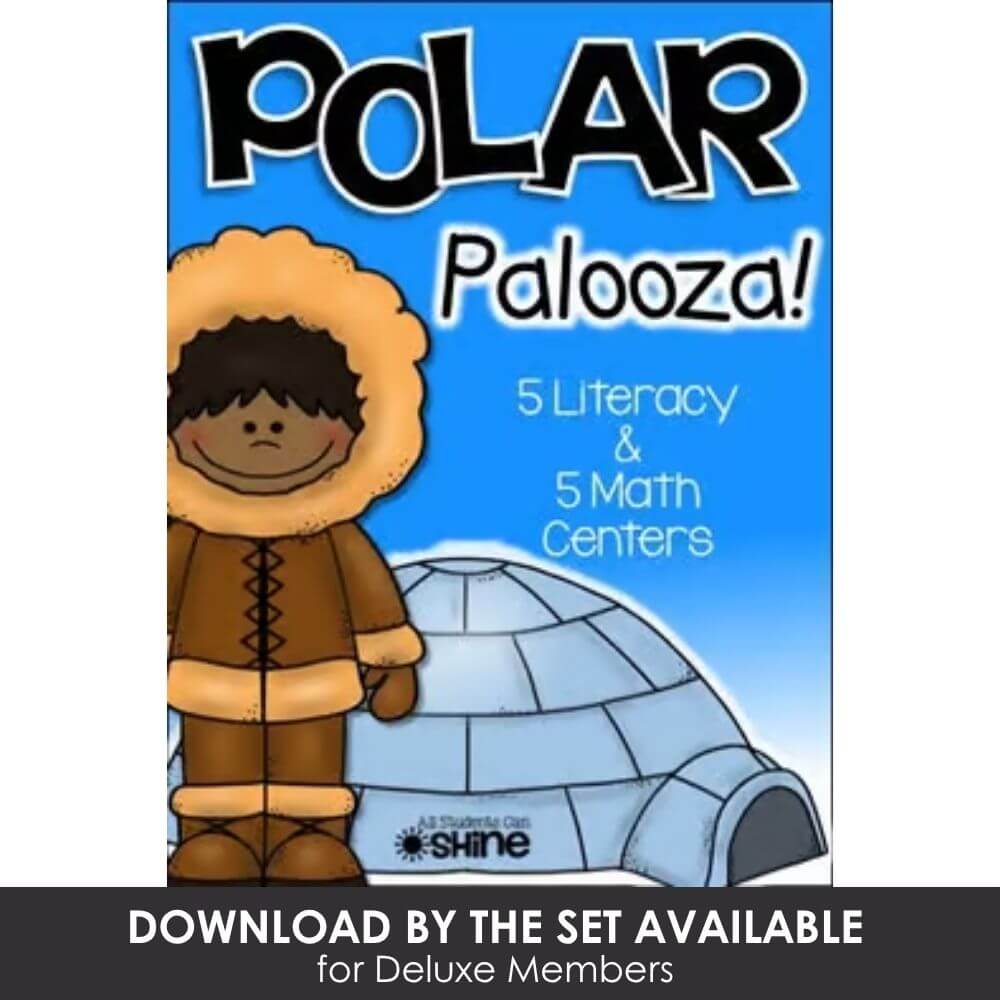 Warm winter-themed educational resources for early learners, focusing on literacy, math, and STEM centers, with engaging polar animal illustrations and activities.