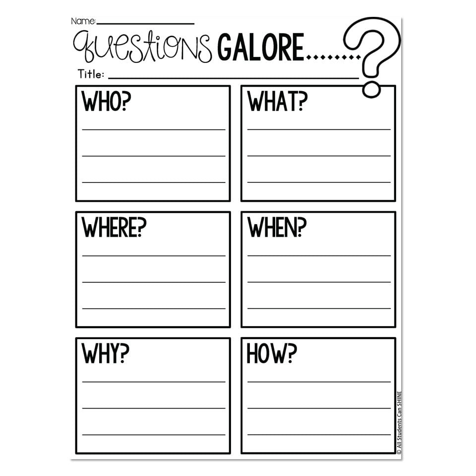 Guide Questions Graphics Writer's Workshop - Questions Galore - Lucky Little Learners