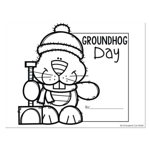 Groundhog Day coloring page for preschool and kindergarten, fun educational activity to celebrate Groundhog's tradition, perfect for early learners and classroom use.