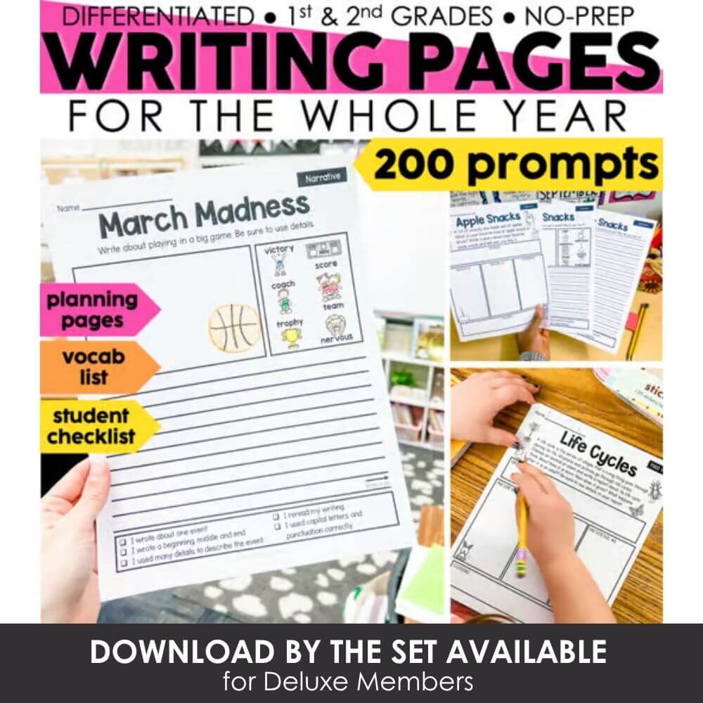Editable kindergarten and 1st-2nd grade writing practice pages for children.