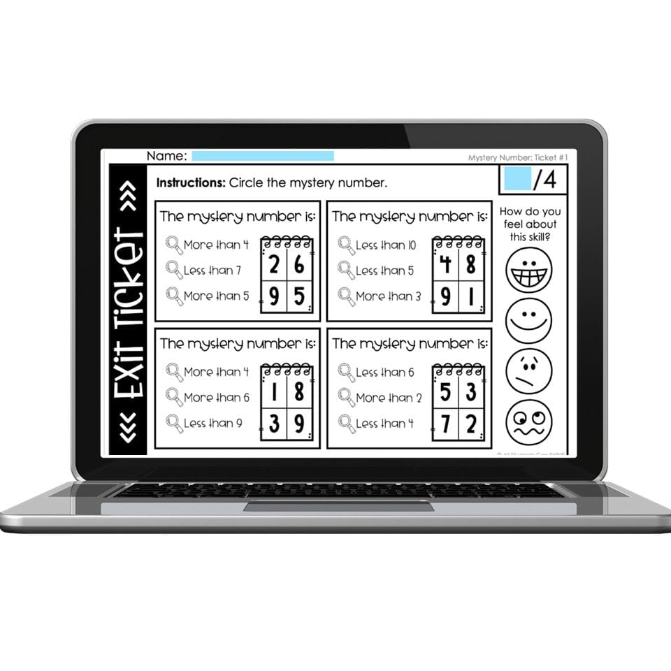 Digital Math Exit Tickets - Mystery Number - Lucky Little Learners