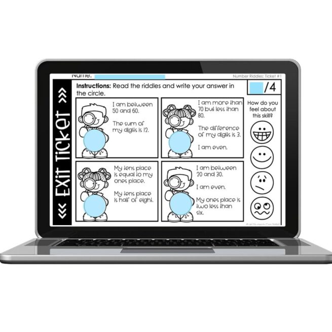 Digital Literacy Riddles Digital Math Exit Tickets - Number Riddles - Lucky Little Learners