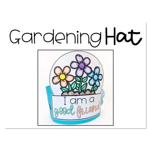 Colorful paper craft of a flower garden hat for kids, perfect for educational activities, sensory play, and early learning on friendship and nature.